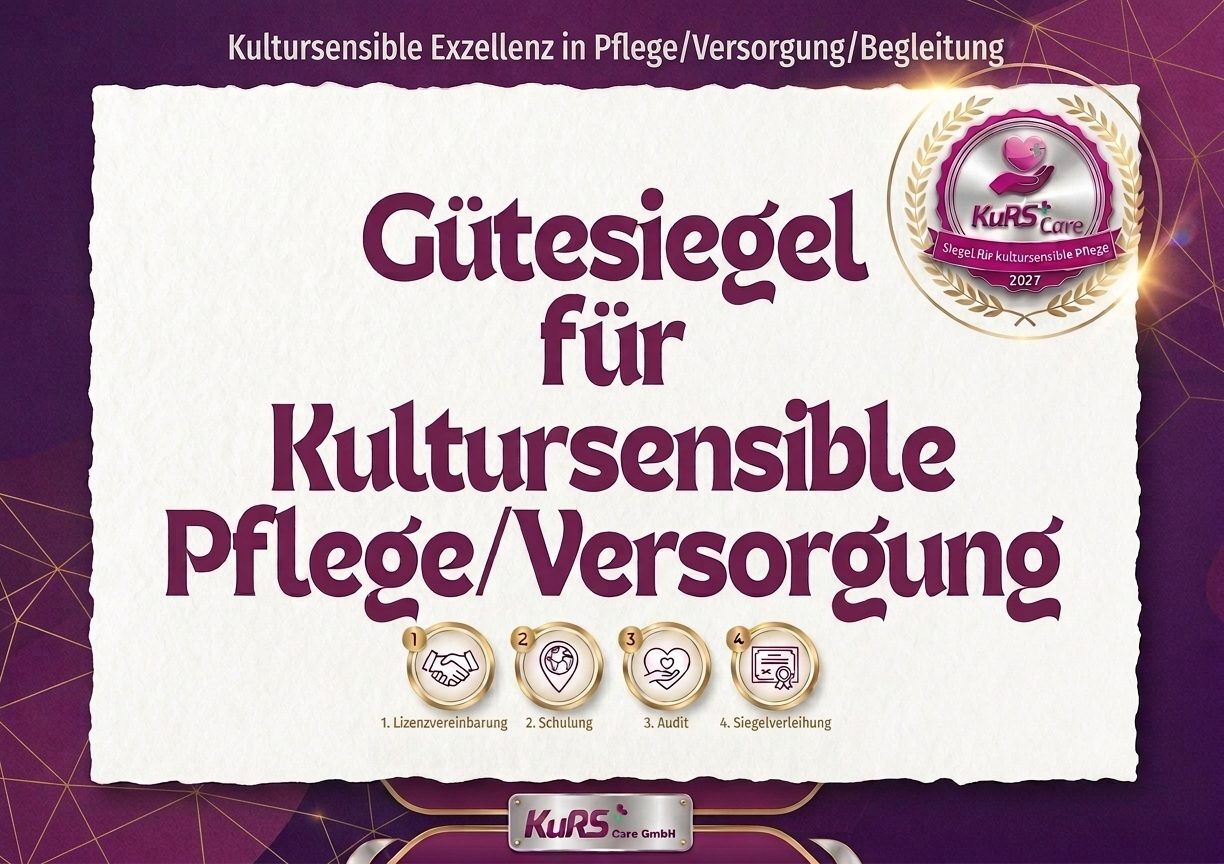 Grafik zum Gütesiegel für kultursensible Pflege und Versorgung
